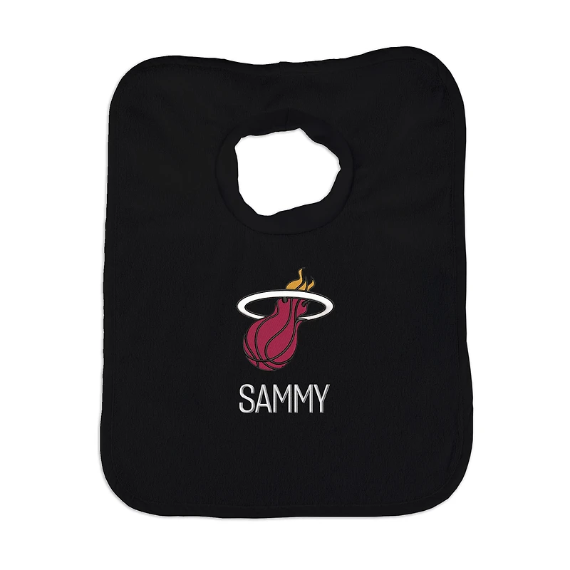 Infant Black Miami Heat Personalized Bib