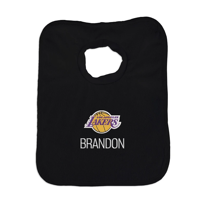 Infant Black Los Angeles Lakers Personalized Bib