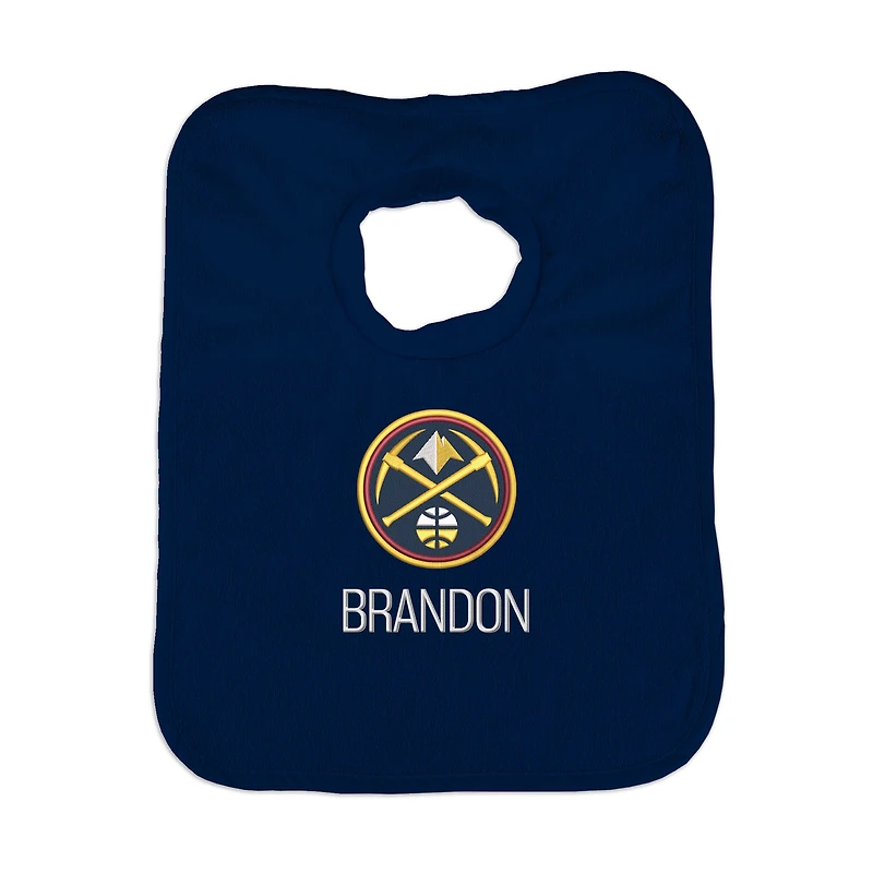 Infant Navy Denver Nuggets Personalized Bib