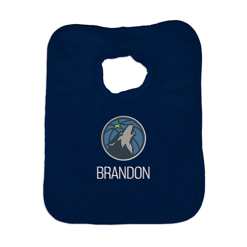 Infant Navy Minnesota Timberwolves Personalized Bib