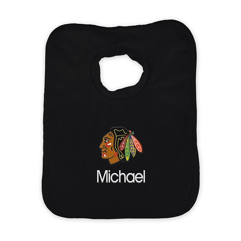 Infant Black Chicago Blackhawks Personalized Bib