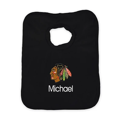 Infant Black Chicago Blackhawks Personalized Bib