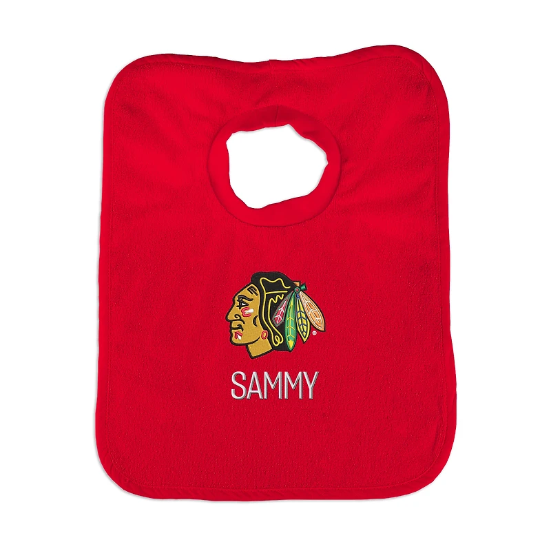 Infant Red Chicago Blackhawks Personalized Bib