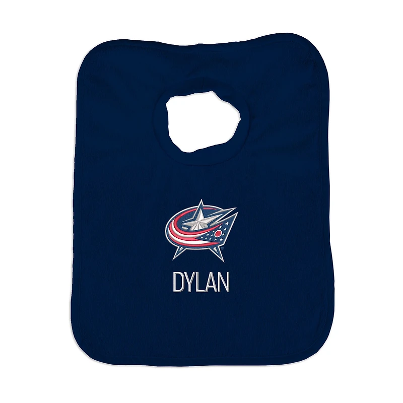 Infant Navy Columbus Blue Jackets Personalized Bib