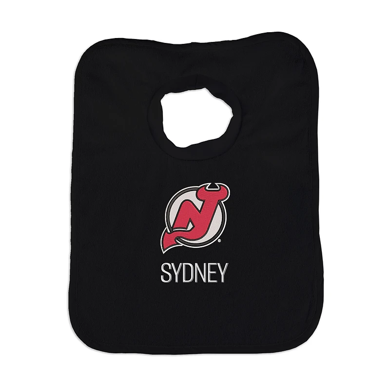 Infant Black New Jersey Devils Personalized Bib