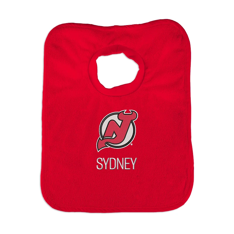 Infant Red New Jersey Devils Personalized Bib
