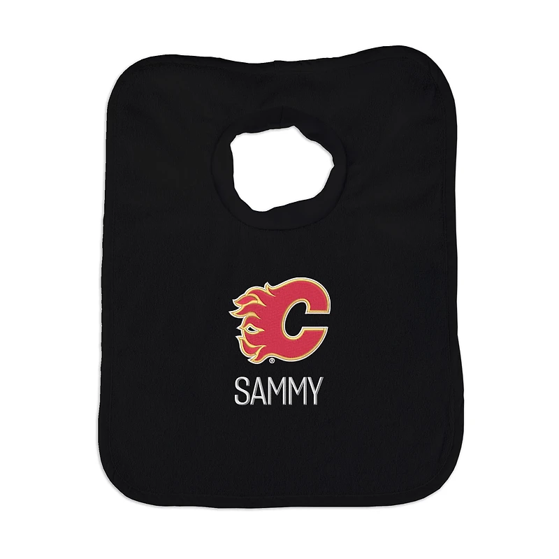 Infant Black Calgary Flames Personalized Bib