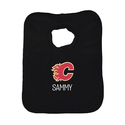 Infant Black Calgary Flames Personalized Bib