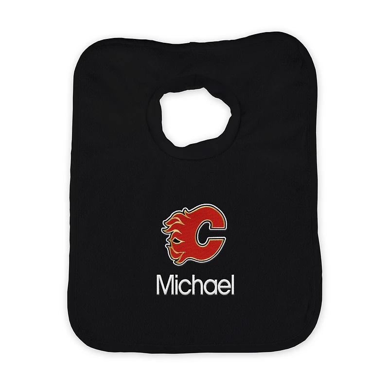 Infant Black Calgary Flames Personalized Bib