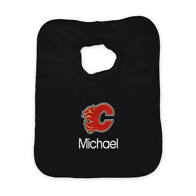 Infant Black Calgary Flames Personalized Bib