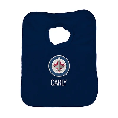 Infant Navy Winnipeg Jets Personalized Bib