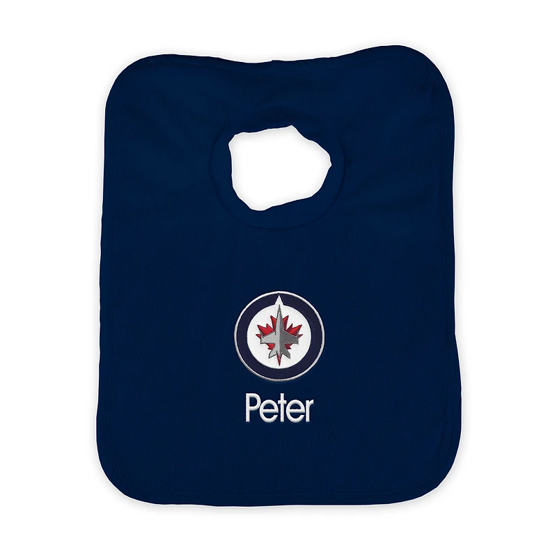 Infant Navy Winnipeg Jets Personalized Bib