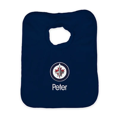 Infant Navy Winnipeg Jets Personalized Bib