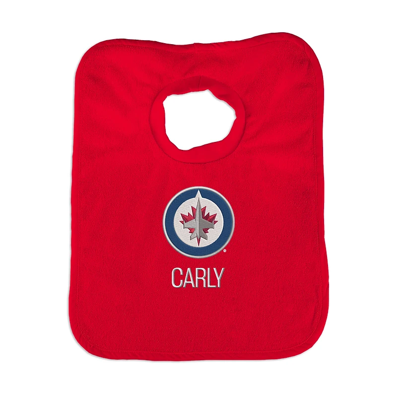 Infant Red Winnipeg Jets Personalized Bib