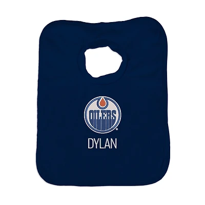 Infant Navy Edmonton Oilers Personalized Bib