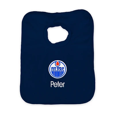 Infant Navy Edmonton Oilers Personalized Bib