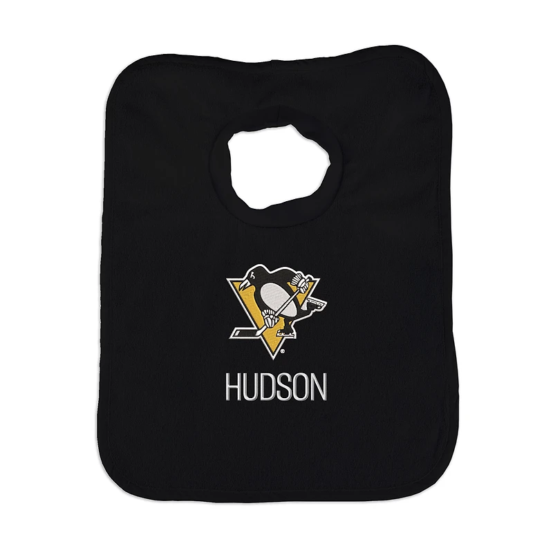 Infant Black Pittsburgh Penguins Personalized Bib