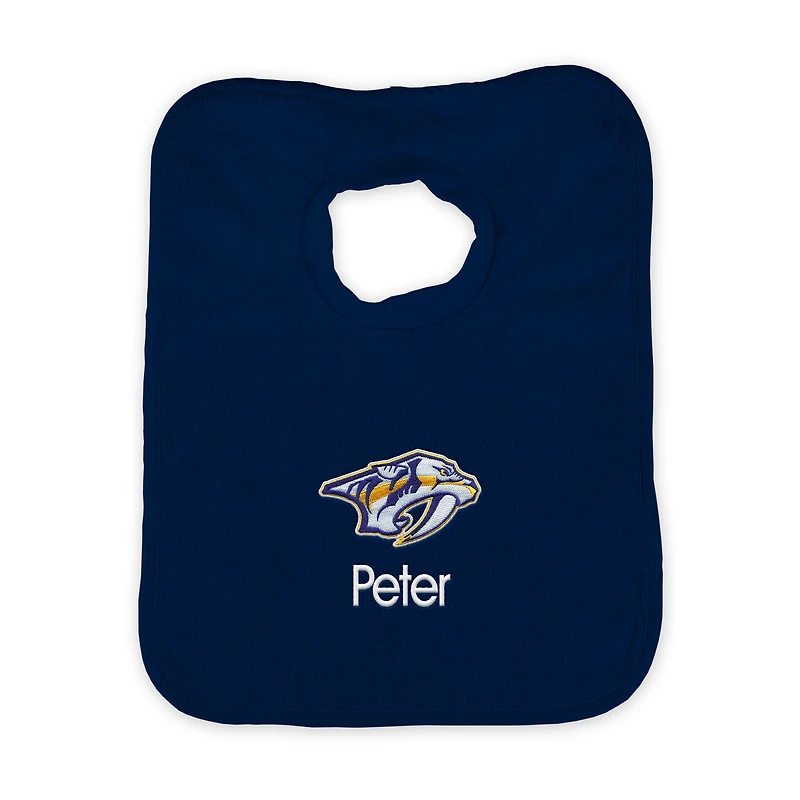 Infant Navy Nashville Predators Personalized Bib