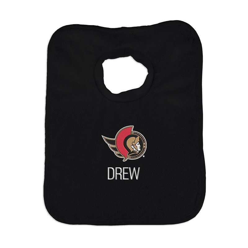 Infant Black Ottawa Senators Personalized Bib
