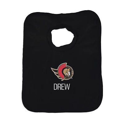 Infant Black Ottawa Senators Personalized Bib