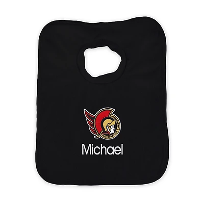 Infant Black Ottawa Senators Personalized Bib