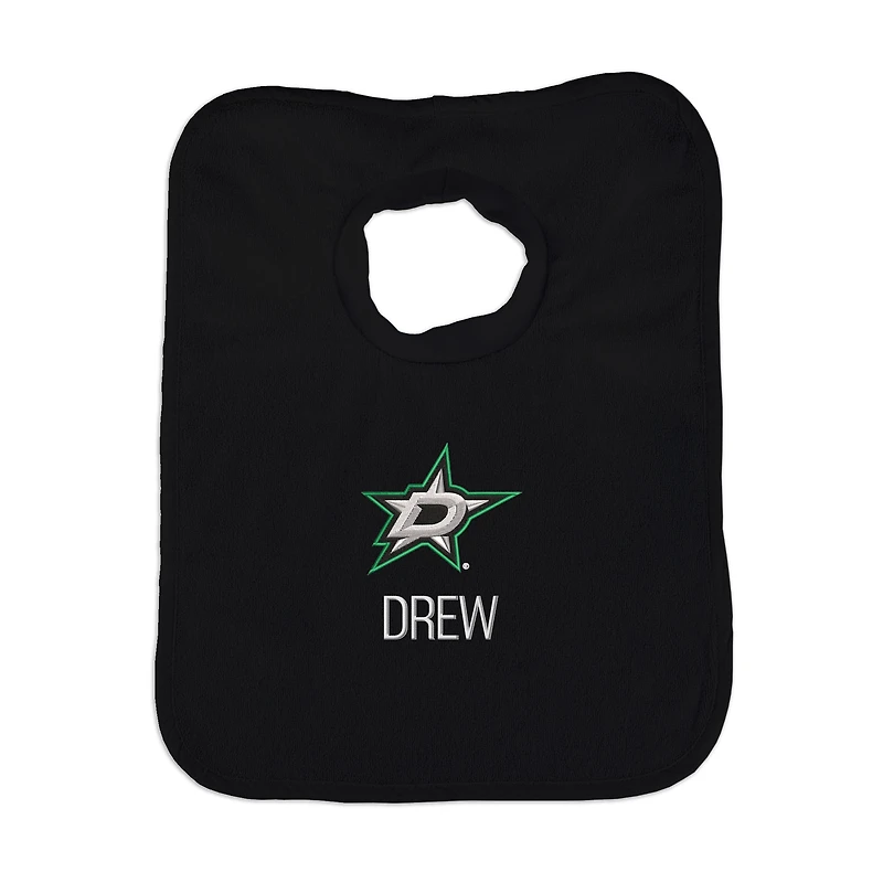 Infant Black Dallas Stars Personalized Bib