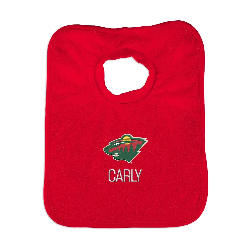 Infant Red Minnesota Wild Personalized Bib