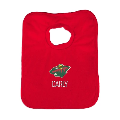 Infant Red Minnesota Wild Personalized Bib