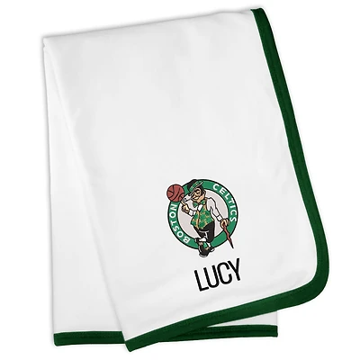Infant White Boston Celtics Personalized Blanket