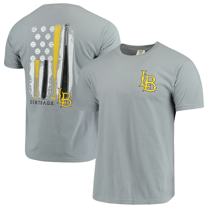 Men's Gray Cal State Long Beach The Beach Baseball Flag Comfort Colors T-Shirt
