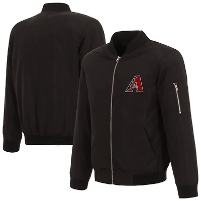 Men's JH Design Black Arizona Diamondbacks Lightweight Nylon Bomber Jacket