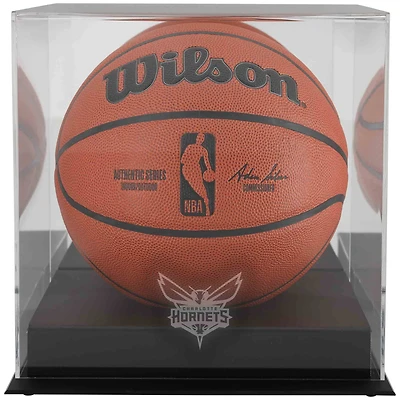 Charlotte Hornets Blackbase Team Logo Basketball Display Case with Mirrored Back