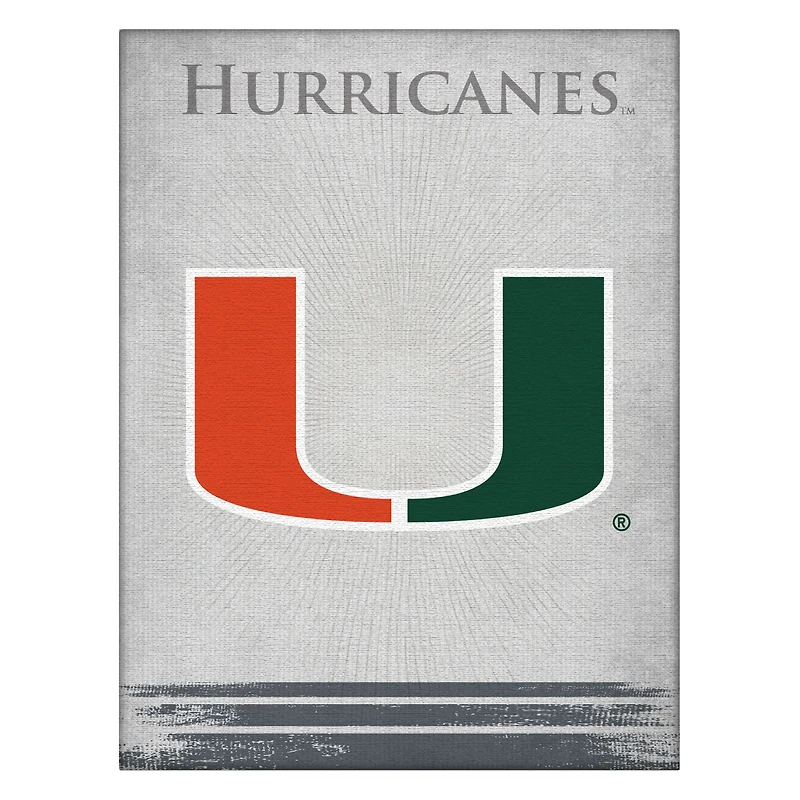 Miami Hurricanes 15" x 20" Printed Canvas Art