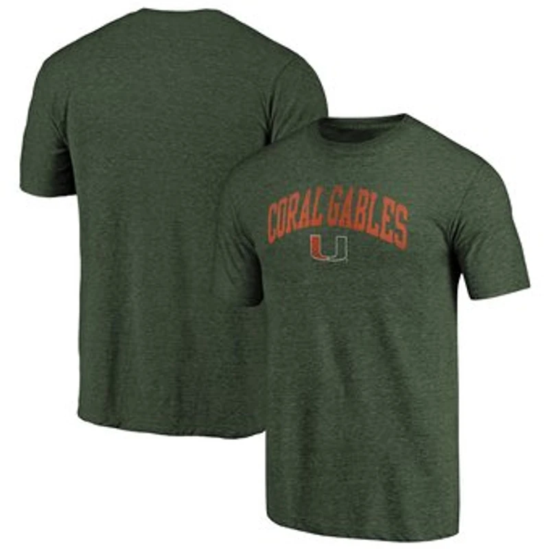 Men's Heathered Green Miami Hurricanes Hometown Arched City Tri-Blend T-Shirt