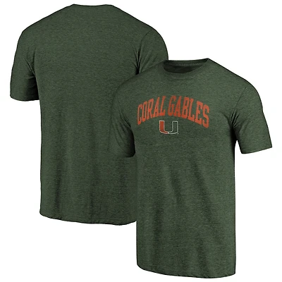 Men's Heathered Green Miami Hurricanes Hometown Arched City Tri-Blend T-Shirt