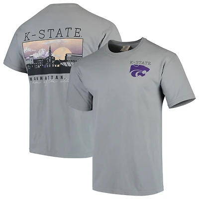 Men's Gray Kansas State Wildcats Team Comfort Colors Campus Scenery T-Shirt