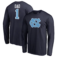 Men's Navy North Carolina Tar Heels #1 Dad Long Sleeve T-Shirt
