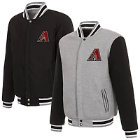 Men's JH Design Gray Arizona Diamondbacks Embroidered Reversible Full Snap Fleece Jacket