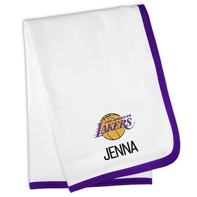 White Los Angeles Lakers Personalized Baby Blanket
