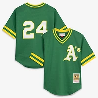 Youth Mitchell & Ness Rickey Henderson Green Athletics Cooperstown Collection Mesh Batting Practice Jersey