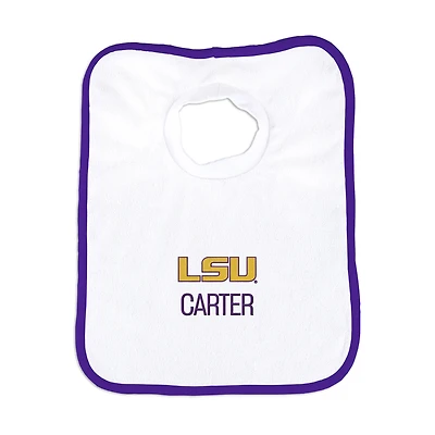 White Chad & Jake LSU Tigers Personalized Bib