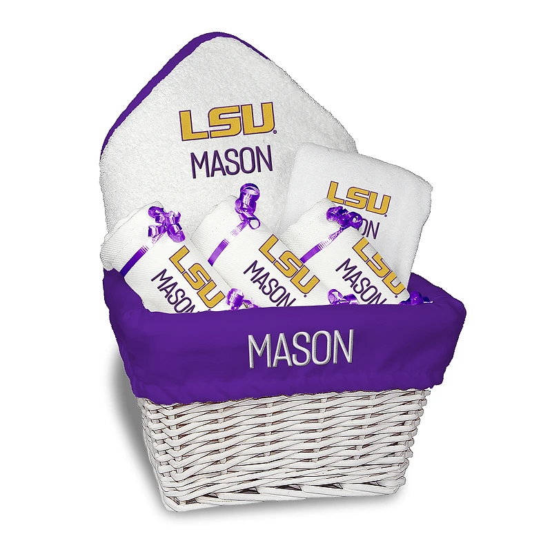 White Chad & Jake LSU Tigers Personalized Medium Gift Basket