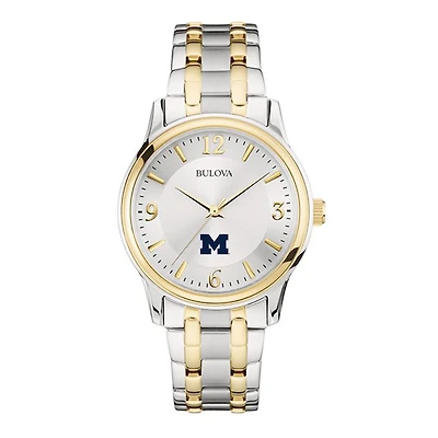 Bulova Silver/Gold Michigan Wolverines Classic Two-Tone Round Watch