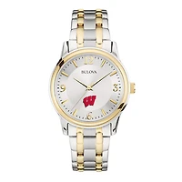 Bulova Silver/Gold Wisconsin Badgers Classic Two-Tone Round Watch