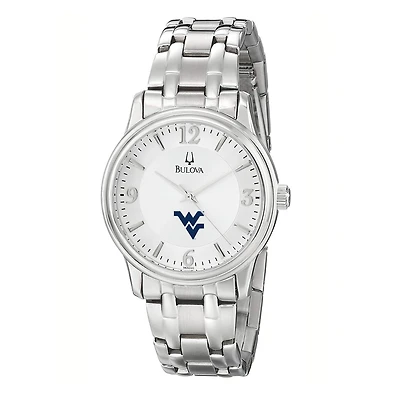 Men's Bulova Silver West Virginia Mountaineers Stainless Steel Quartz Watch