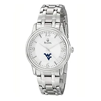 Men's Bulova Silver West Virginia Mountaineers Stainless Steel Quartz Watch