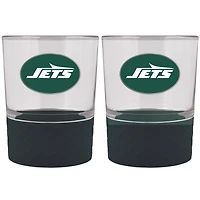 New York Jets 2-Pack 14oz. Rocks Glass Set with Silcone Grip