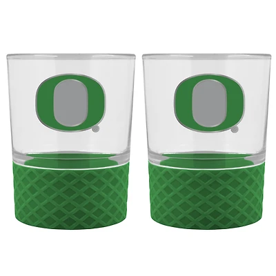Oregon Ducks 2-Pack 14oz. Rocks Glass Set with Silcone Grip