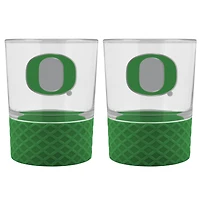 Oregon Ducks 2-Pack 14oz. Rocks Glass Set with Silcone Grip