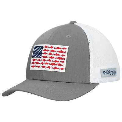 Columbia PFG Fish Flag Mesh Flex Hat - Gray/White